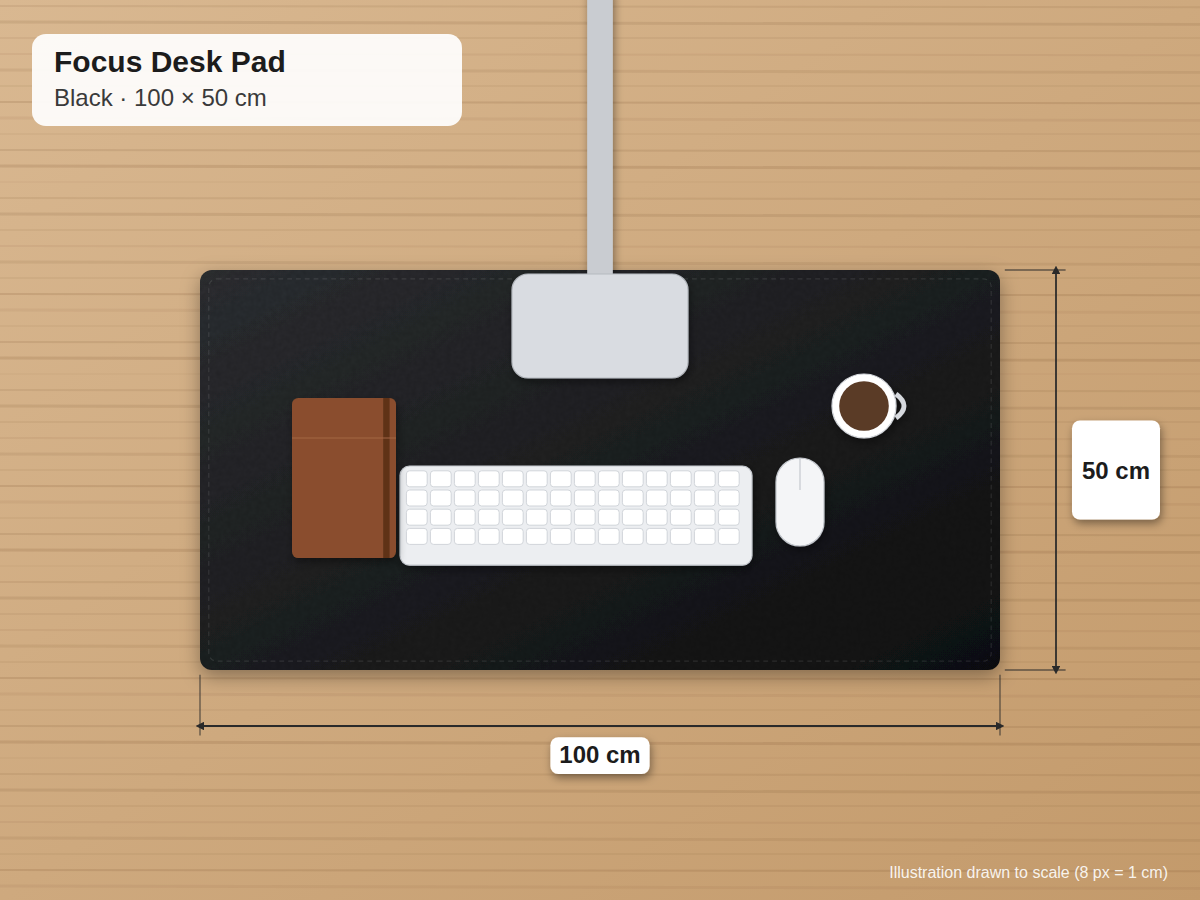Focus Desk Pad – Large Non-Slip Leather Desk Mat & Mouse Pad
