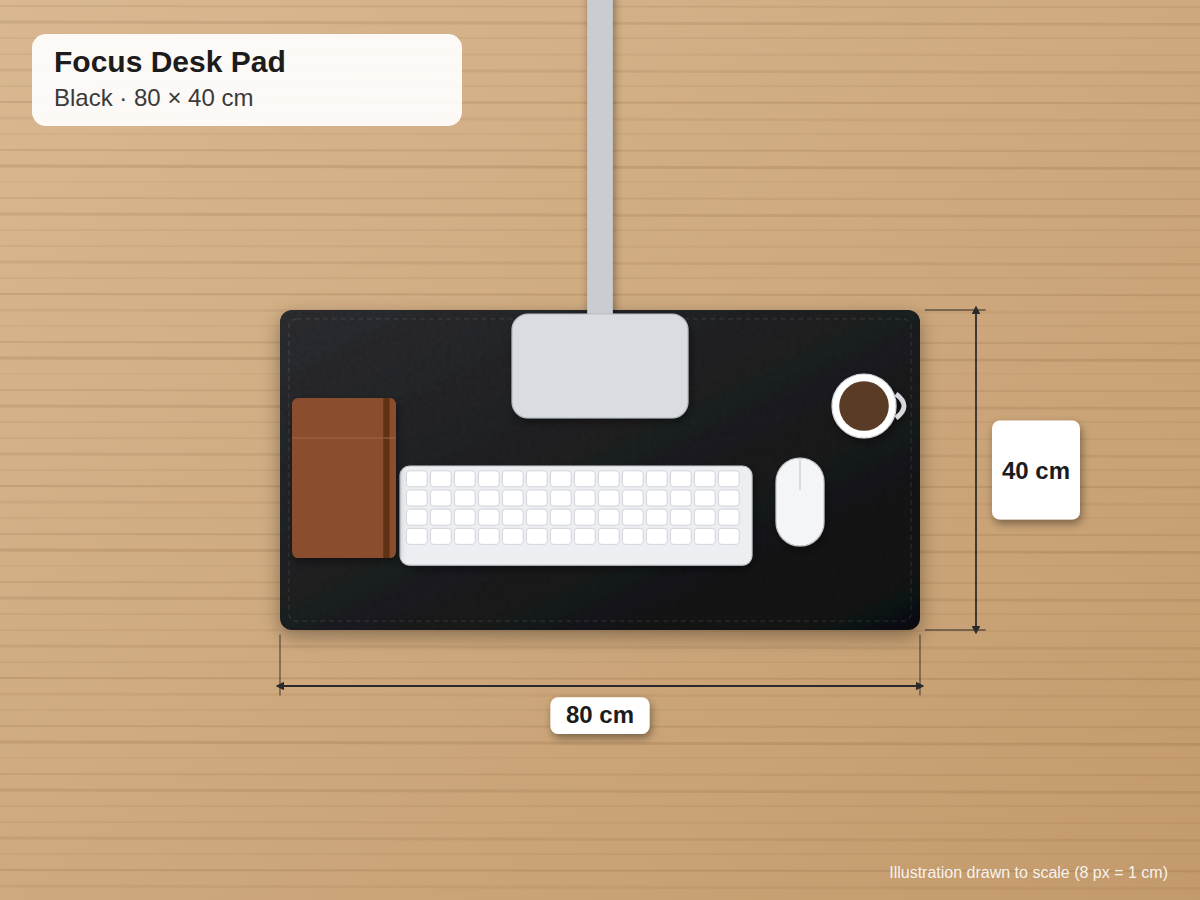 Focus Desk Pad – Large Non-Slip Leather Desk Mat & Mouse Pad