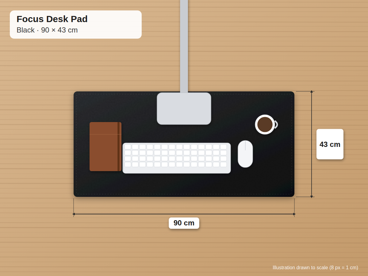 Focus Desk Pad – Large Non-Slip Leather Desk Mat & Mouse Pad