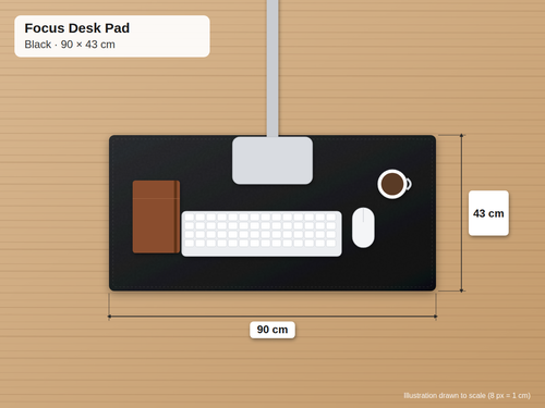Focus Desk Pad – Large Non-Slip Leather Desk Mat & Mouse Pad